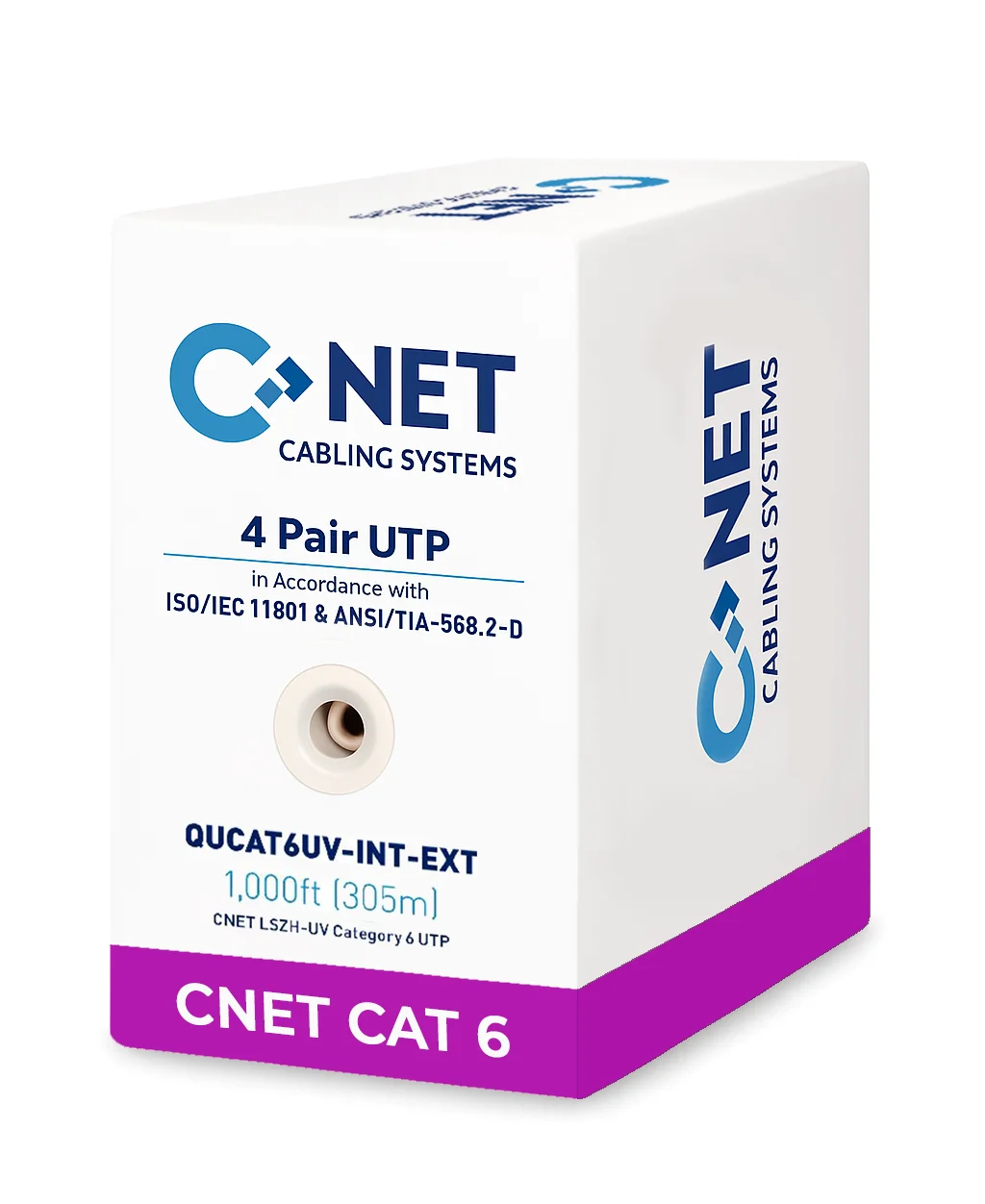 CNET CAT6 LSZH UV Int/Ext (U/UTP) 305Mtrs Cable – Black Jacket