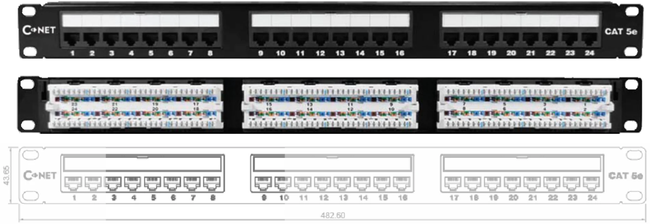CNET CAT5e UTP 24 Port Patch Panel